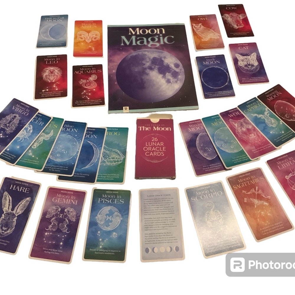 Moon Magic Book & 26 Lunar Oracle Cards Deck
